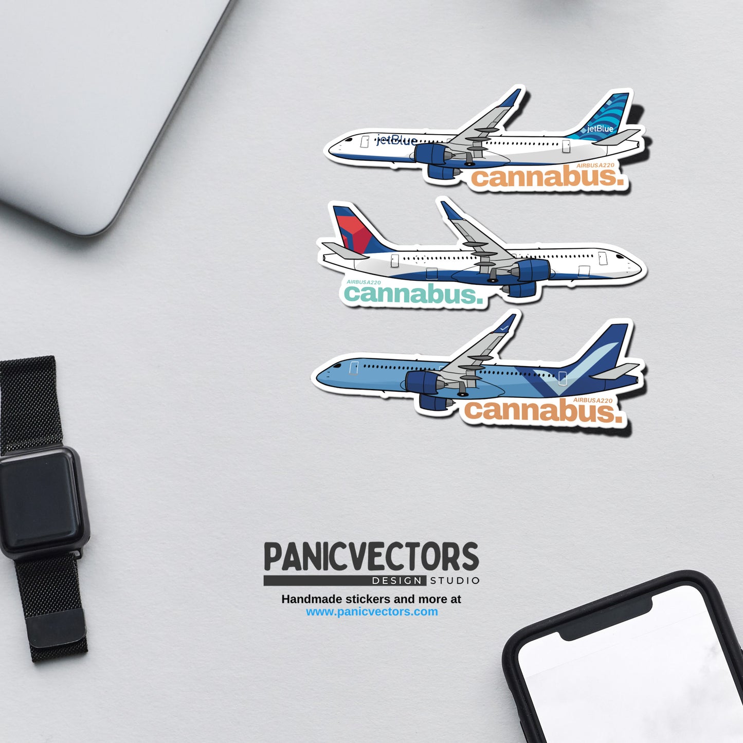 Cannabus The Canadian Airbus A220 Vinyl Sticker