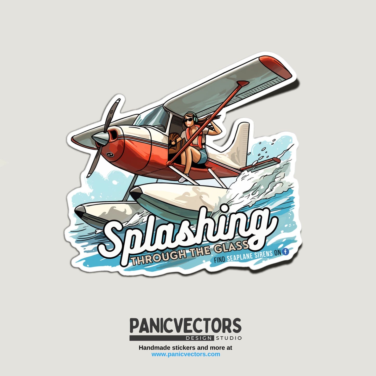 Splashing Through the Glass Seaplane Vinyl Sticker