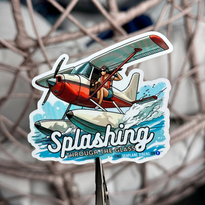 Splashing Through the Glass Seaplane Vinyl Sticker