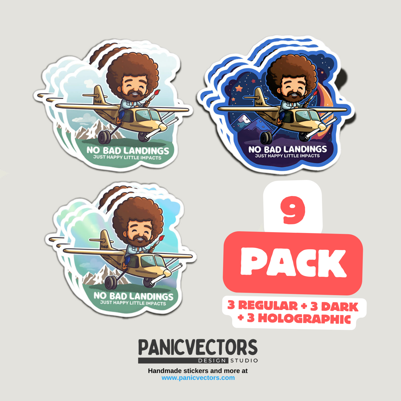 Pack of 9 Popular No Bad Landings Stickers