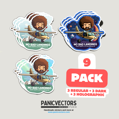 Pack of 9 Popular No Bad Landings Stickers