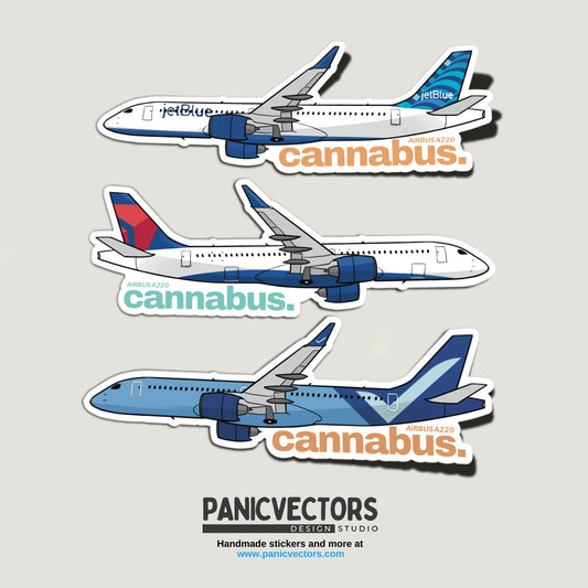 Cannabus The Canadian Airbus A220 Vinyl Sticker