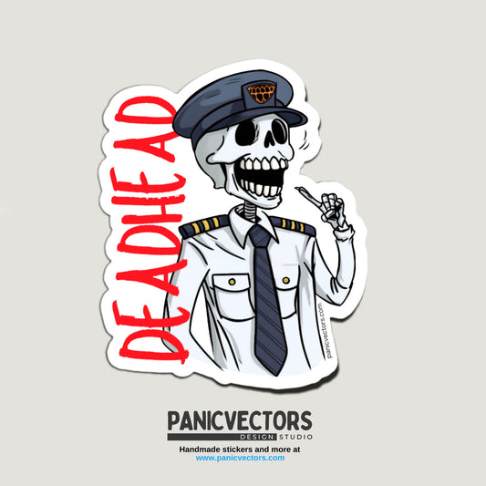 Deadhead Pilot Skeleton Vinyl Sticker
