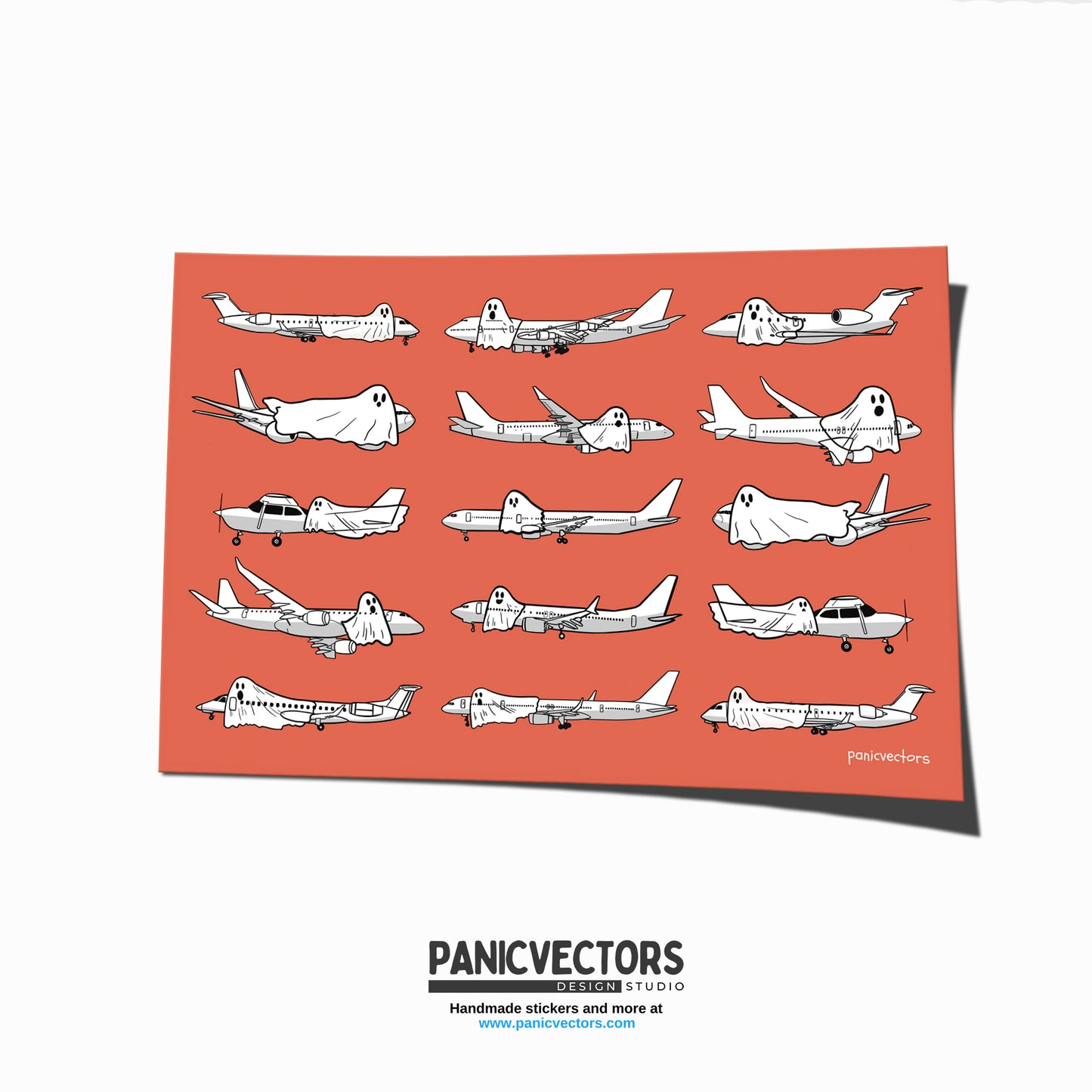 Ghost Planes Halloween Postcard