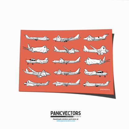 Ghost Planes Halloween Postcard