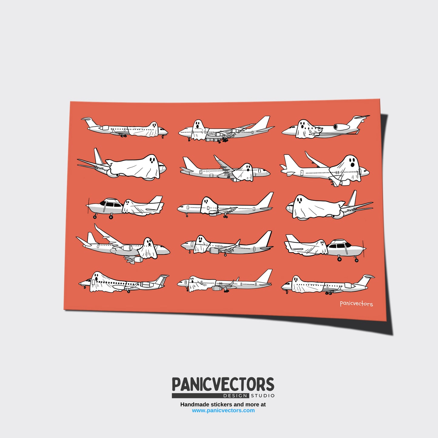 Ghost Planes Halloween Postcard