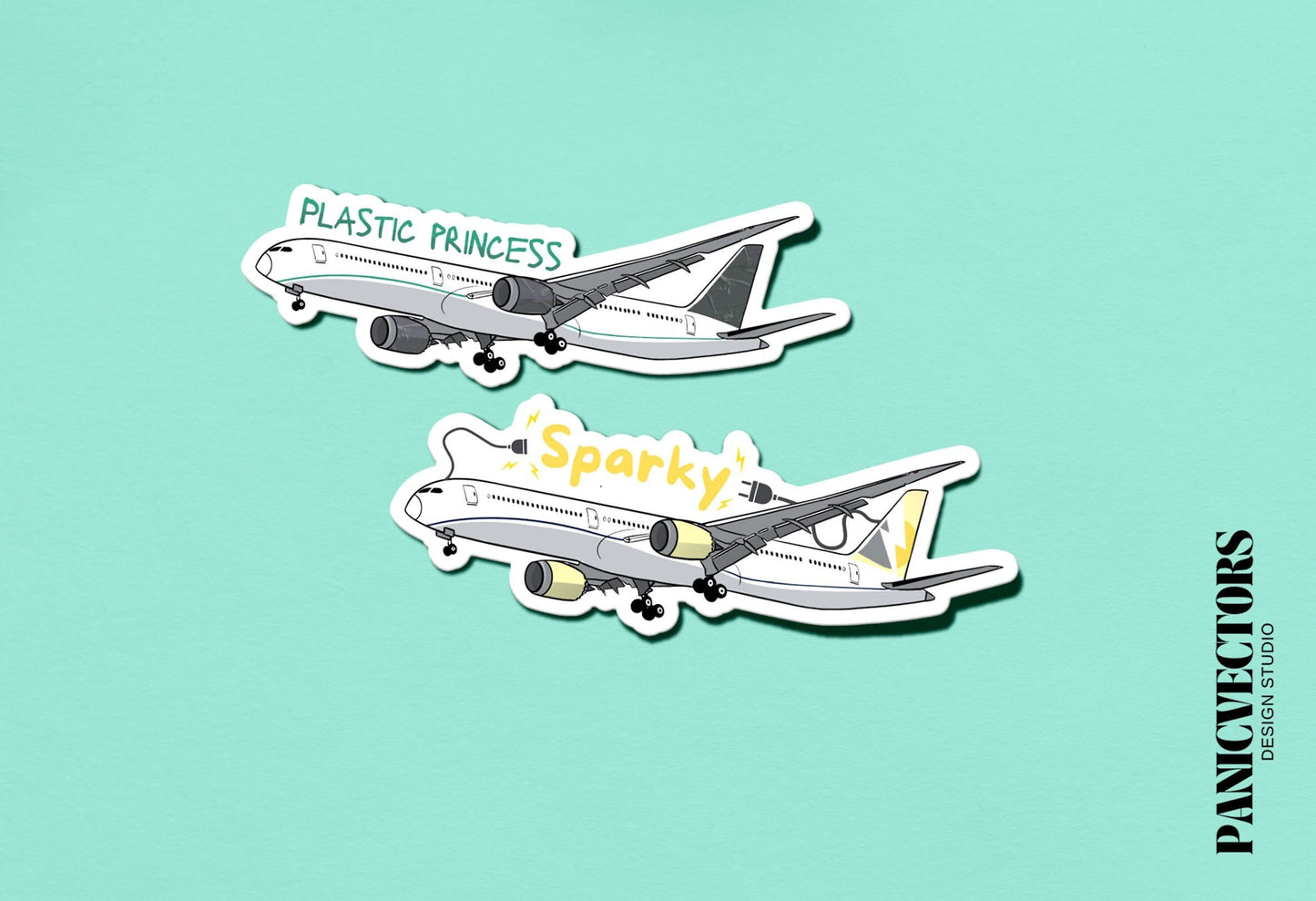 Plastic Princess or Sparky Dreamliner Boeing 787 Airplane Vinyl Sticker