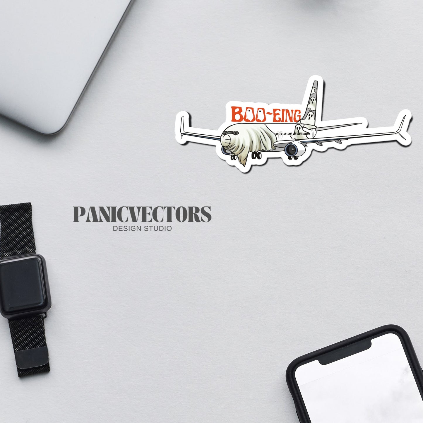 BOO-EING 737 Ghost Sheets Halloween Vinyl Sticker