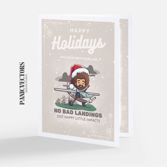 Holiday Card | Bob Ross No Bad Landings Matte Holiday Greeting Card 6"x4"